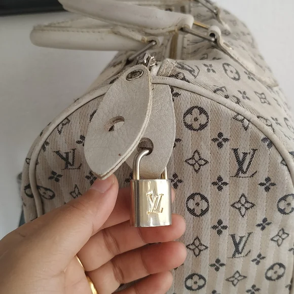 Vintage monogram Mini Lin Canvas 30 Bag Satchel Cream - Picture 8 of 16